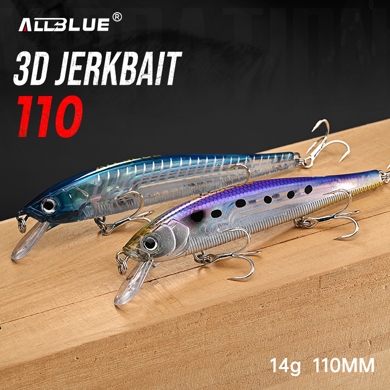 Fishing Lure Topwater - ALLBLUE 3D Jerkbait Wobbler Angelköder 110mm
